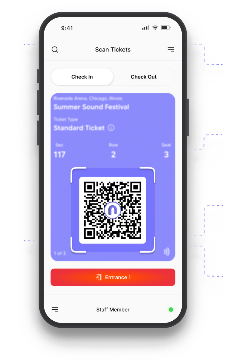 Tixbase scanner app validating a ticket